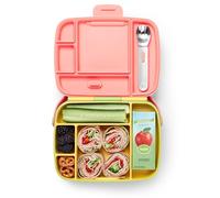 Munchkin Bento Lunch Box con scomparti per bambini , Contenitore per alimenti con 5 scomparti , Lunchbox per bambini con posate , Giallo