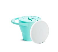 Munchkin C’est Silicone Contenitore per snack pieghevole, Contenitore per alimenti, Ciotola per snack per bambini senza BPA con coperchio, A prova di perdite, Menta