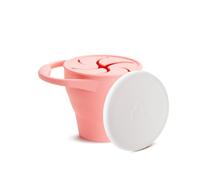 Munchkin C’est Silicone Contenitore per snack pieghevole , Contenitore per alimenti , Ciotola per snack per bambini senza BPA con coperchio , A prova di perdite , Corallo
