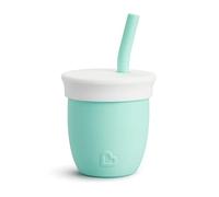 Munchkin C’est Silicone Tazza aperta per l'addestramento cannuccia, Tazza con cannuccia per svezzamento, Silicone, Flusso libero, 120ml, Menta