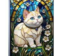 MUNCHKIN CAT *Stained Glass Jewel Art Design Print* COMPOSITION NOTEBOOK Travel Journal Diary Guest Book-Exotic Animal Weiner Feline Kitten Kitty Pet ... High School Ivy League University Student