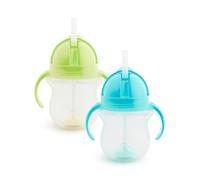 Munchkin Click Lock Tip & Sip Tazze per bambini con cannuccia , Senza BPA , Senza perdite , Cannucce con peso , 7oz/207ml , 2 Pezzi , Verde/Blu