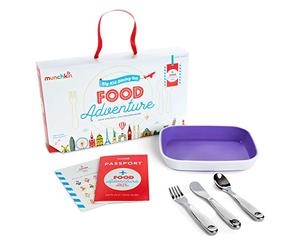 Munchkin Food Adventure Splash Toddler Dining Set, Includes Premium Plate and Stainless Steel Utensils, Purple