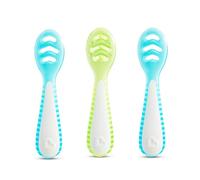 Munchkin Gentle Dip Cucchiaini multi-stadio, Cucchiaini ergonomici per svezzamento, ottimo per bebé e bambini, Senza BPA, Blu e Verde, Confezione da 3