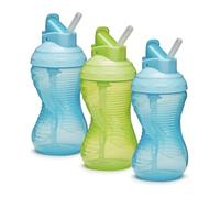 Munchkin Mighty Grip Tazze con Cannuccia | Tazza Allenamento per Bambini | Senza BPA | Antigoccia | A Prova di Perdite | Tazza Svezzamento da 12+ Mesi | Confezione da 3 | Blu e Verde