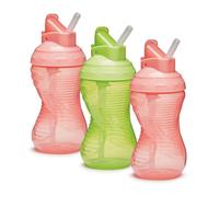 Munchkin Mighty Grip Tazze con Cannuccia | Tazza Allenamento per Bambini | Senza BPA | Antigoccia | A Prova di Perdite | Tazza Svezzamento da 12+ Mesi | Confezione da 3 | Rosa e Verde