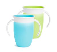 Munchkin Miracle 360 Tazza da allenamento per bambini , Senza BPA , Tazze per bambini , Non perde , A prova di perdite , 6+ mesi , 7oz/207ml , Confezione da 2 , Blu/Verde