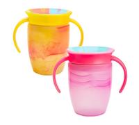 Munchkin Miracle 360 Baby Tazze, Bicchiere per bambini a flusso libero per bambini, Tazza per allenamento, Senza BPA, Bottiglia d'acqua, 12+ Mesi, 10oz/296ml, 2 Pezzi, Giallo & Rosa