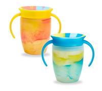 Munchkin Miracle 360 Baby Tazze , Bicchiere per bambini a flusso libero per bambini , Tazza per allenamento , Senza BPA , Bottiglia d'acqua, 12+ Mesi , 10oz/296ml , 2 Pezzi , Giallo & Blu