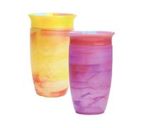 Munchkin Miracle 360 Sippy Tazze, Bicchiere flusso libero per bambini, Tazza per allenamento, Senza BPA,Bottiglia d'acqua 12+ Mesi, 10oz/296ml, 2 Pezzi, Rosa/Giallo
