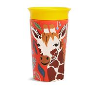 Munchkin Miracle 360° WildLove Tazza per lo svezzamento senza perdite, Tazza per bambini senza BPA con bordo di bere a 360° - Imballaggio ecologico, 9Oz/266 ml, Giraffa