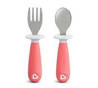 Munchkin® Raise™ Toddler Fork and Spoon Utensil Set, Rest Keeps Tip Off Table, BPA Free, 2 Pack, Pink