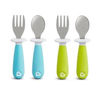 Munchkin Raise Toddler Plastic Fork and Spoon Utensil Set 4 Pack Blu
