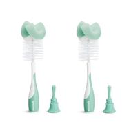 Munchkin Set di spazzole 2 in 1 per la pulizia di biberon e spugnette per biberon, morbide e riutilizzabili, con spazzola per tettarella integrata, lavabili in lavastoviglie, confezione da 2, salvia