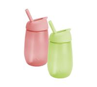 Munchkin Simple Clean Bicchieri sippy per bambini con cannuccia , Bicchieri per bambini non perdenti , 10oz/296ml , Confezione da 2 , Verde/Rosa