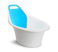 Munchkin Sit and Soak Baby Bath Tub with Built-In Support Bump and Padded Foam Back Rest, Bonus Pull-Tab Drain and Storage Hook, 0-12 Months, White