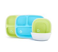 Munchkin Splash Set di piatti e ciotole per bambini , Set di alimentazione con 2 piatti e 2 ciotole per bambini , Senza BPA , Blu/Verde