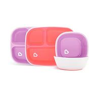 Munchkin Splash Set di piatti e ciotole per bambini , Set di alimentazione con 2 piatti e 2 ciotole per bambini , Senza BPA , Senza BPA , Rosa/Viola