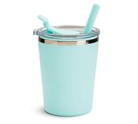 Munchkin Steel My Heart™ - Bicchiere 2 in 1 per bambini, con cannuccia a prova di fuoriuscite Simple Clean™ e coperchio aperto, 226,8 g, in acciaio inossidabile, colore: verde acqua/blu