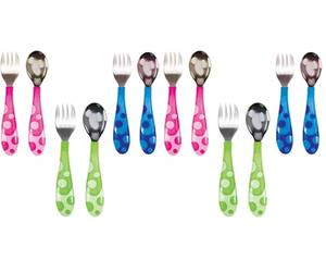 Munchkin Toddler Fork and Spoon Set (1 Spoon and 1 Fork) Assorted colours (Confezione da 2)