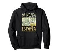 Mundaka Spagna Tavole da Surf e Onde Stampa Distressed Felpa con Cappuccio