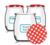 MundoTarros 6 bicchieri da yogurt e dessert in vetro da 150 ml con coperchio metallico, perfetti per yogurt, crema pasticcera, budino, potitos - barattolo adatto per microonde e lavastoviglie, con