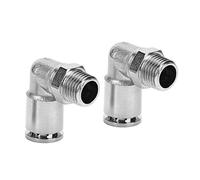 MUNEFE 2 Pcs External Thread Plated Brass Tool, BSPP Thread Right Angle Tool, Air Hose Quick Hose Tool, Suitable for PU Hose and Nylon Hose