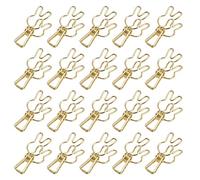 Munefe 20 pezzi forti clip a molla, piccole clip di metallo, clip multifunzioni, adatti per documenti di serraggio, certificati, biglietti, vestiti, ecc. (Gold)