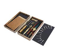 MUNEFE Feathers Pen Set, Quill Pen and Ink Set, Feathers Writing Pen Kit, Suitable for Enhancing Your Art Works Or Letters (SP248006R VINO ROSSO) (SP248011R Lago blu)