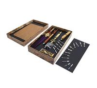 MUNEFE Feathers Pen Set, Quill Pen and Ink Set, Feathers Writing Pen Kit, Suitable for Enhancing Your Art Works Or Letters (SP248006R VINO ROSSO) (SP248011R Lago blu) (SP248014R Purple)