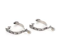 MUNEFE Horse Spurs, Spurs di Stivale per Cavalli in Acciaio Inossidabile, speroni in Acciaio Inossidabile con Decorazione intagliata Spurs d'Argento per l'intrattenimento con