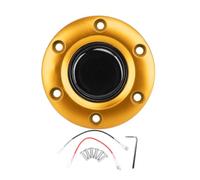 MUNEFE Steering Wheel Center Cap, Interior Steering Wheel Horn Buttons Switch, 6 Hole Horn Buttons Cap for 6 Hole Steering Wheel (Gold)