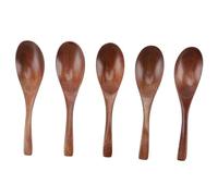 MUNEFE Wooden Spoon, Japanese Style Wooden Soup Spoons, 6 Inch Long Wooden Spoons Suitable for Coffee Tea Drinks (5Pcs)