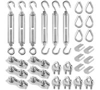 MUNGHOK Set di 30 tenditori M5, accessori per fune metallica da 3 mm, con tenditore M5, morsetto per fune metallica da 3 mm, in acciaio inox, per fune metallica e morsetto a pressione, manicotti in