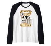 Mungitrice certificata per Mucca, Divertente, per contadini, Umorismo, Vita di Campagna Maglia con Maniche Raglan