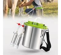 Mungitrice da 8/12/16 litri, ricaricabile e con aspirazione regolabile | con secchio in acciaio inox per alimenti, 2/4 tettarelle aspirazione a pulsazione per uso agricolo, allevamento e domestico