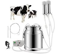 Mungitrice Elettrica, Acciaio Inossidabile, 7L/14L Mucca Capra Mucca Pecora Secchio Aspirazione Mungitrice a Impulsi Pompa a Vuoto Mungitrice Secchio Barile Serbatoio Tubo per Uso Alimentare Kit Mung
