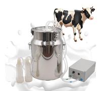 Mungitrice elettrica con arresto automatico, kit portatile per mucca, capra, pecore, secchio in acciaio inox e pompa a vuoto per fattoria domestica, sicura ed efficiente