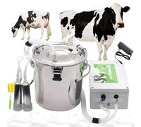 Mungitrice elettrica per mucche - Mungitrice portatile a pulsazione con secchio in acciaio inossidabile, tubo in silicone, funzione di arresto automatico, alimentazione a batteria, capacità 3 l