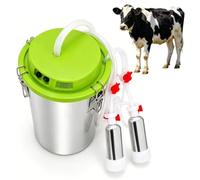 Mungitrice elettrica portatile 8/12/16 litri, mungitrice per mucche e capre | con secchio in acciaio inox per alimenti, 2/4 tettarelle e sistemas di aspirazione a pulsazione per agricolo, di allevamento