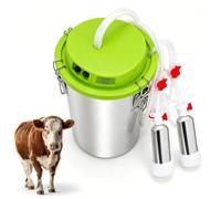 Mungitrice portatile 2 in 1, mungitrice per mucche e capre | con secchio in acciaio inox per alimenti, 2/4 tettarelle e sistemas di aspirazione a pulsazione per uso agricolo, allevamento