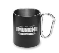 Munich Germany - Tazza da campeggio con manico a moschettone, in metallo