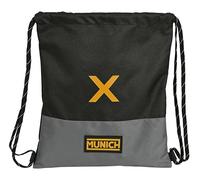 MUNICH MOONLESS - Zaino a sacco piatto, grande, ideale per bambini di diverse età, comodo e versatile, qualità e resistenza, 35 x 40 cm, colore, Nero/Grigio, Estándar, Casual