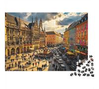 Munich Square 1000 Piece Jigsaw Puzzle Recyclable Busy Street Puzzles for Elderly Family Gaming Time Props Allevia la demenza senile Ottimo regalo 70x50cm/1000pcs