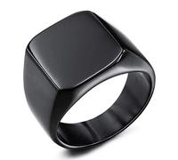 MunkiMix Acciaio Inossidabile Personalizzato Incisa Iniziale Monogramma Marcatore Squillare for Uomo Donne Ragazzi Uomini Anelli, in Bundle con Squillare Taglia Aggiustatori (Black Colori, Taglia 17)