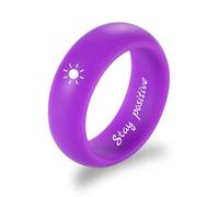 MunkiMix Anelli in Silicone da 6 MM/8 MM Testo/Data/Simbolo Incisi Personalizzati Fedi Nuziali in Silicone per Uomo Anelli in Gomma per Palestra/Sport/Outdoor