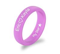 MunkiMix Anelli in Silicone da 6 MM/8 MM Testo/Data/Simbolo Incisi Personalizzati Fedi Nuziali in Silicone per Uomo Anelli in Gomma per Palestra/Sport/Outdoor