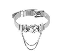 MunkiMix Bracciale Accessorio con Cinturino a Maglia in Acciaio Inossidabile per Donna Charm/Rigido Gioiello Regolabile Regali Eleganti Raffinati per Mogli Sorelle Amiche - B1