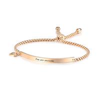 MunkiMix Bracciale con Nome Personalizzato da Donna, Bracciale Rigido Personalizzato in Acciaio Inossidabile con Pietra Portafortuna (Stile B: Oro Rosa)
