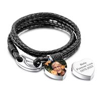 MunkiMix Bracciale per Urna a Cuore Personalizzato per Ceneri da Donna Uomo Bracciale per Cremazione con Foto/Nome Incisa Gioiello Commemorativo di Una Persona Cara con Kit di Riempimento -A1: 9 In